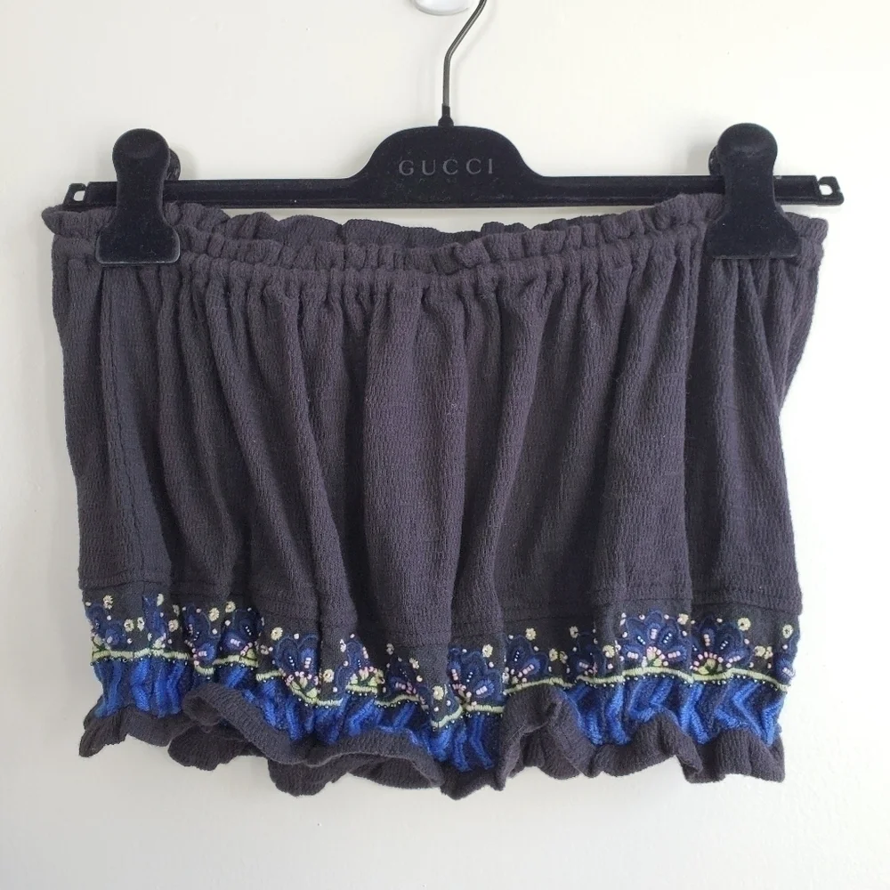 NWT Free People No More Tears Embroidered Front Tie Tassle Tube Bandeau Top Sz M